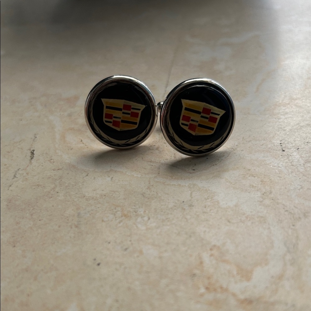 Black and Silver Logo Cadillac Cuff links